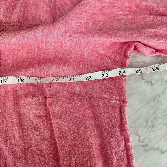 Kim Rodgers pleated front pink linen blend blouse roll tab sleeves size 2X - Picture 5 of 7